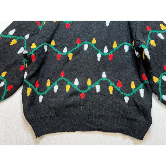 Chicwish Christmas Lights Holiday Sweater Black Multicolor Pullover Womens - Picture 5 of 10